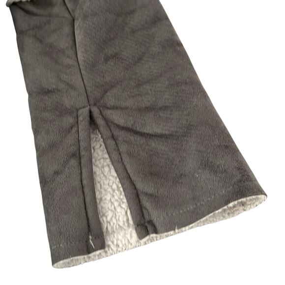 Women’s Gray Faux Suede Sherpa Jacket Fall Winter Coat Cute Fuzzy Cozy Size S - Picture 6 of 9